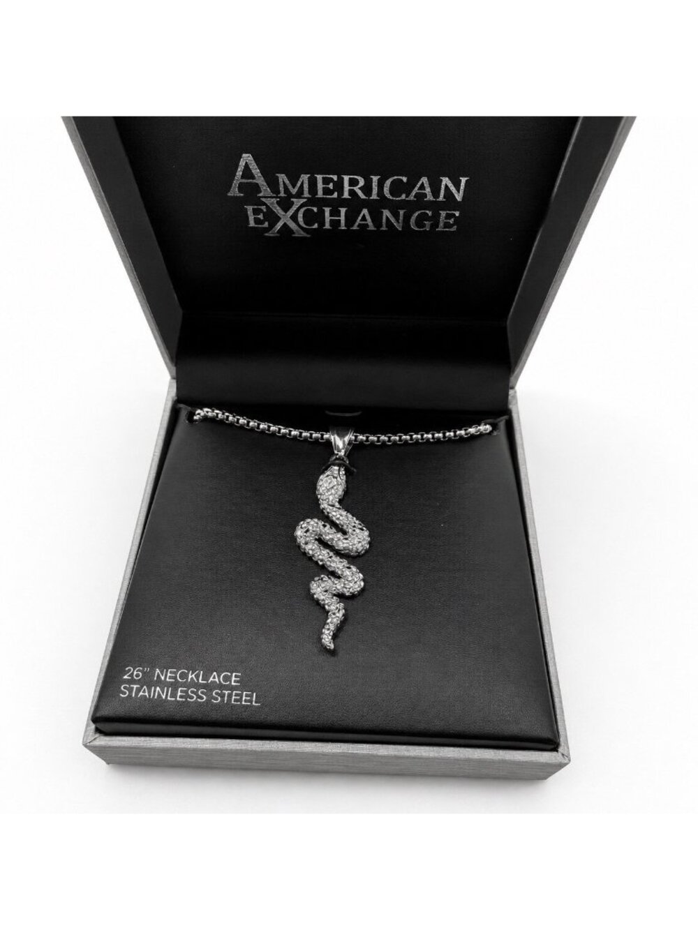 American Exchange Snake Pendant Necklace 26in Silver Edgy Y2K Streetwear